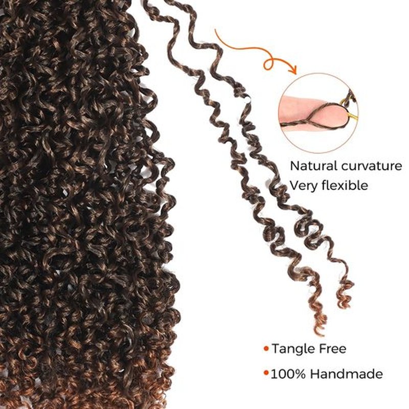 10 Inch Yanky Twist Crochet Hair for Black Women 7 Packs Pre-looped Mini Passion Twist Hair Short Boho with Curly Ends Synthetic Kinky Brown Spring Twist Crochet Hair（10 Inch,OT30#)