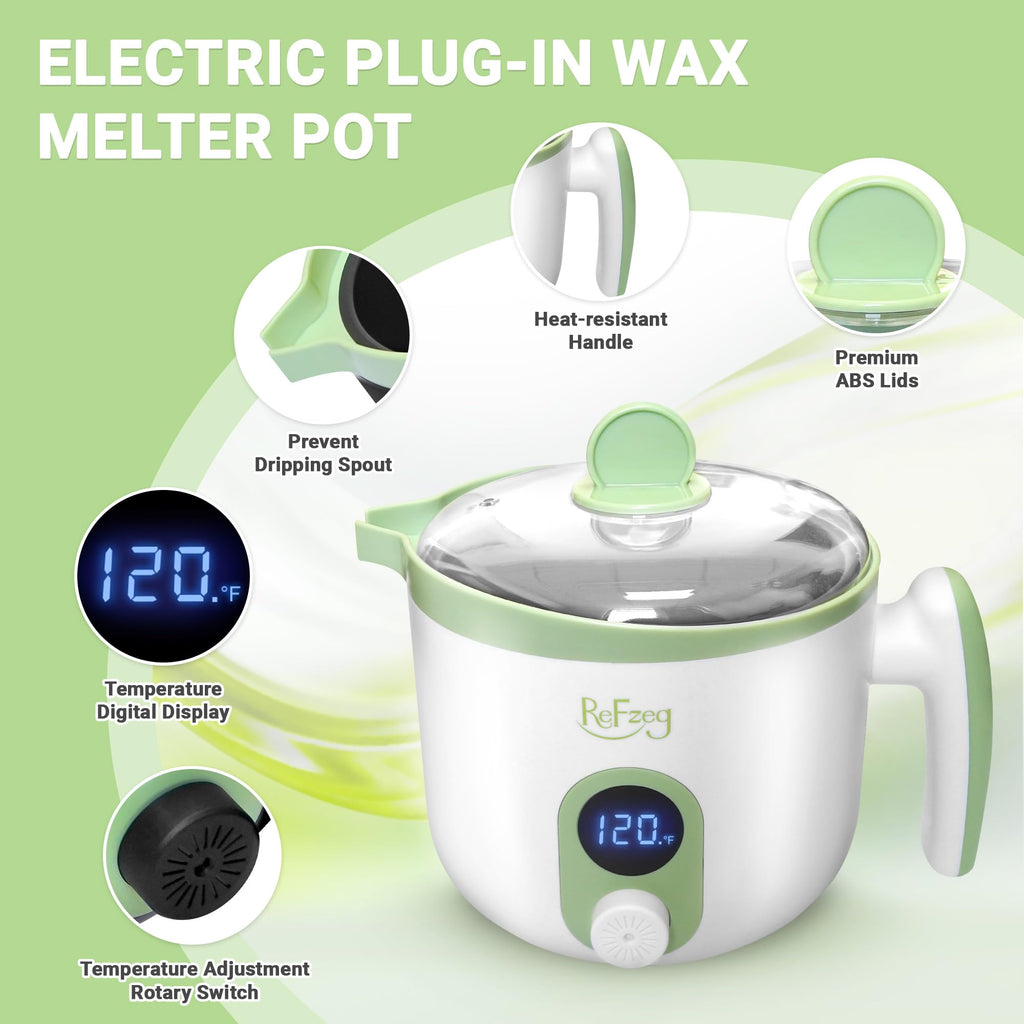 Candle Melting Pot Electric Wax Melter for Candle DIY Making with Pouring Spout, Non-Stick Candle Making Pouring Pot Soap Making Melting Pot with Digital Display, Constant Temperature Function(White)