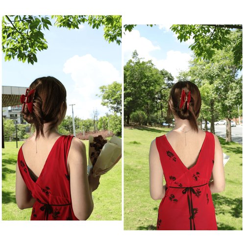 Cherry Red Claw Clip 4 Inch - Premium Acetate Hair Clip for All Hair, Smooth Round Edges No Snag, Gift Ready Luxury Box