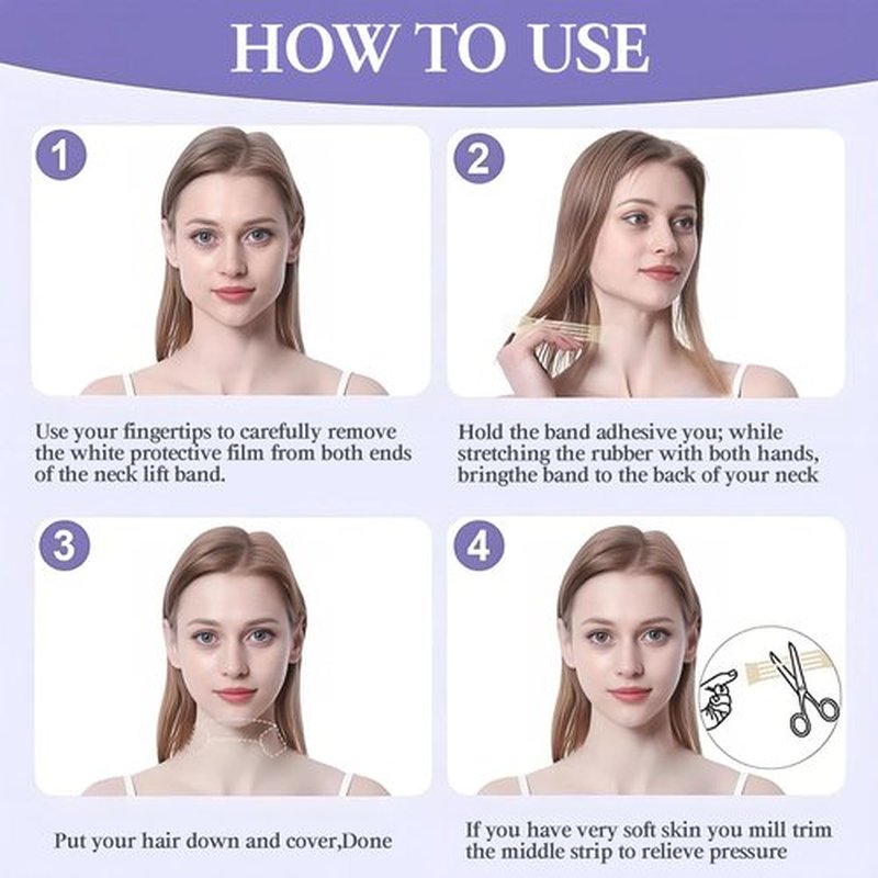 Neck Lift Tape,Neck Tape Lifting Invisible, Instant Lift for Sagging Skin & Wrinkles,(4 Elastic Bands + 20 Replacement Patches) Hypoallergenic Neck Behind Lift Tape for All Skin Types (20PCS)