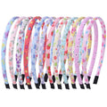 Fishdown Headbands for Girls 12Pcs Thin Head Bands for Girls Hairbands for Toddler Floral Cloth Fabric Covered Headband Birthday Party Favors