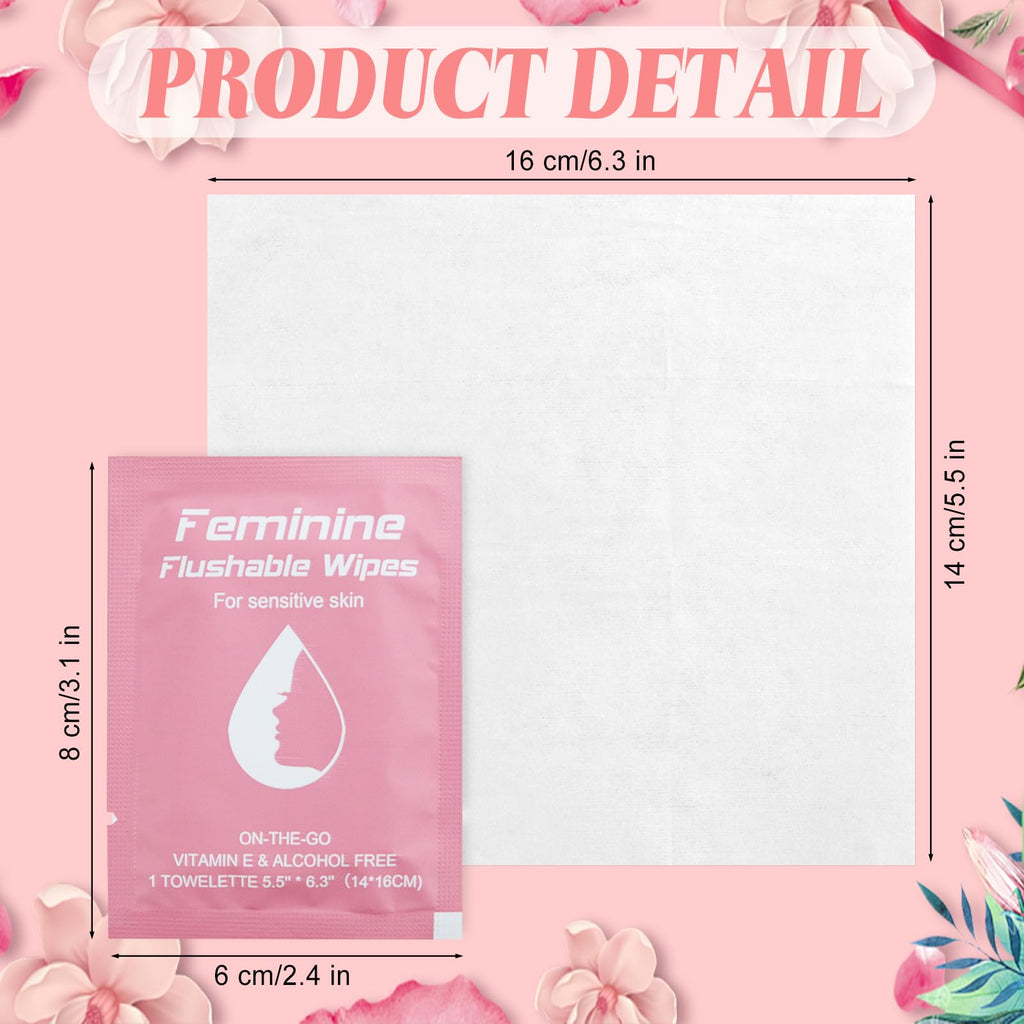 Feminine Wipes Individually Wrapped,Flushable Wipes Travel for Women,Feminine Care Wet Wipes Travel Size Vaginal Wipes for Adult,Girl and Homeless 100