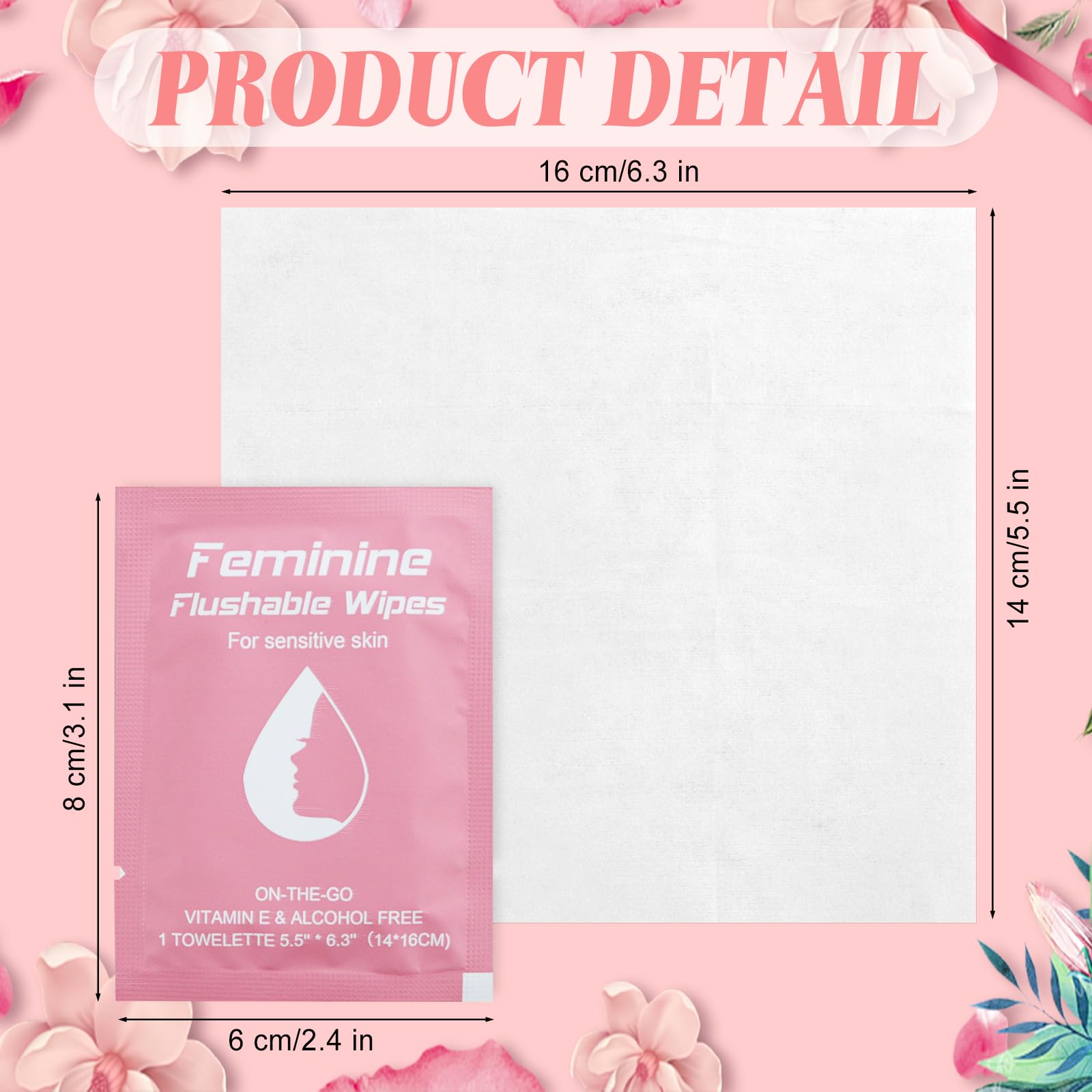 Feminine Wipes Individually Wrapped,Flushable Wipes Travel for Women,Feminine Care Wet Wipes Travel Size Vaginal Wipes for Adult,Girl and Homeless 100