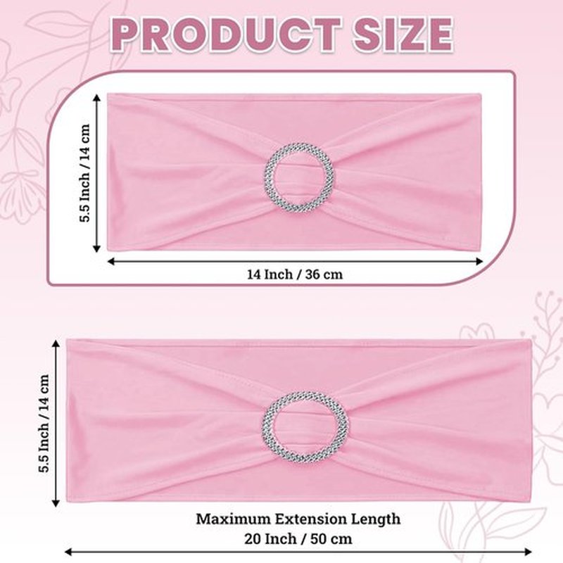 MDS Premium Stretch Spandex Chair Sashes - Pack of 75, Universal Fit for Weddings & Events | Pink