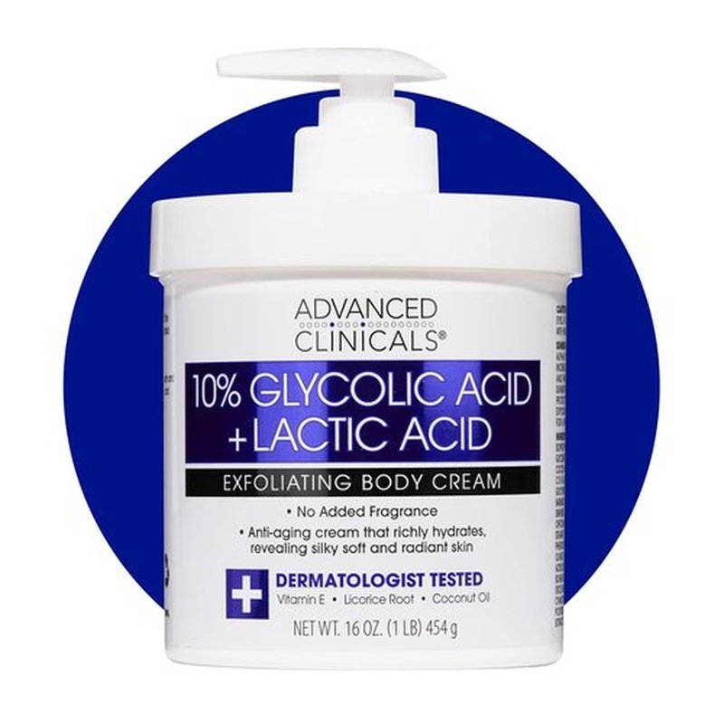 Advanced Clinicals 10% Glycolic Acid Lotion - Exfoliating Moisturizer with Hyaluronic Acid | 16 Oz for Smooth, Even Skin