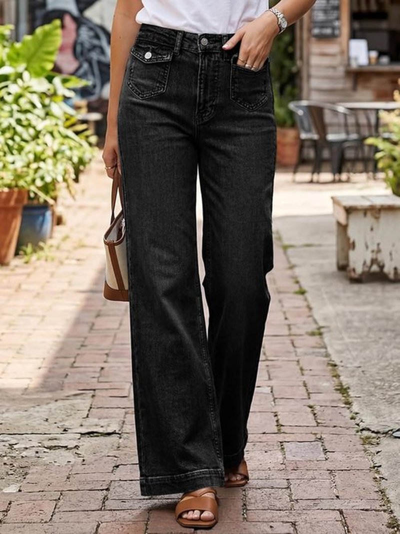 Cicy Bell Wide Leg Jeans - Casual High Waisted Denim Pants with Pockets | Summer Baggy Style