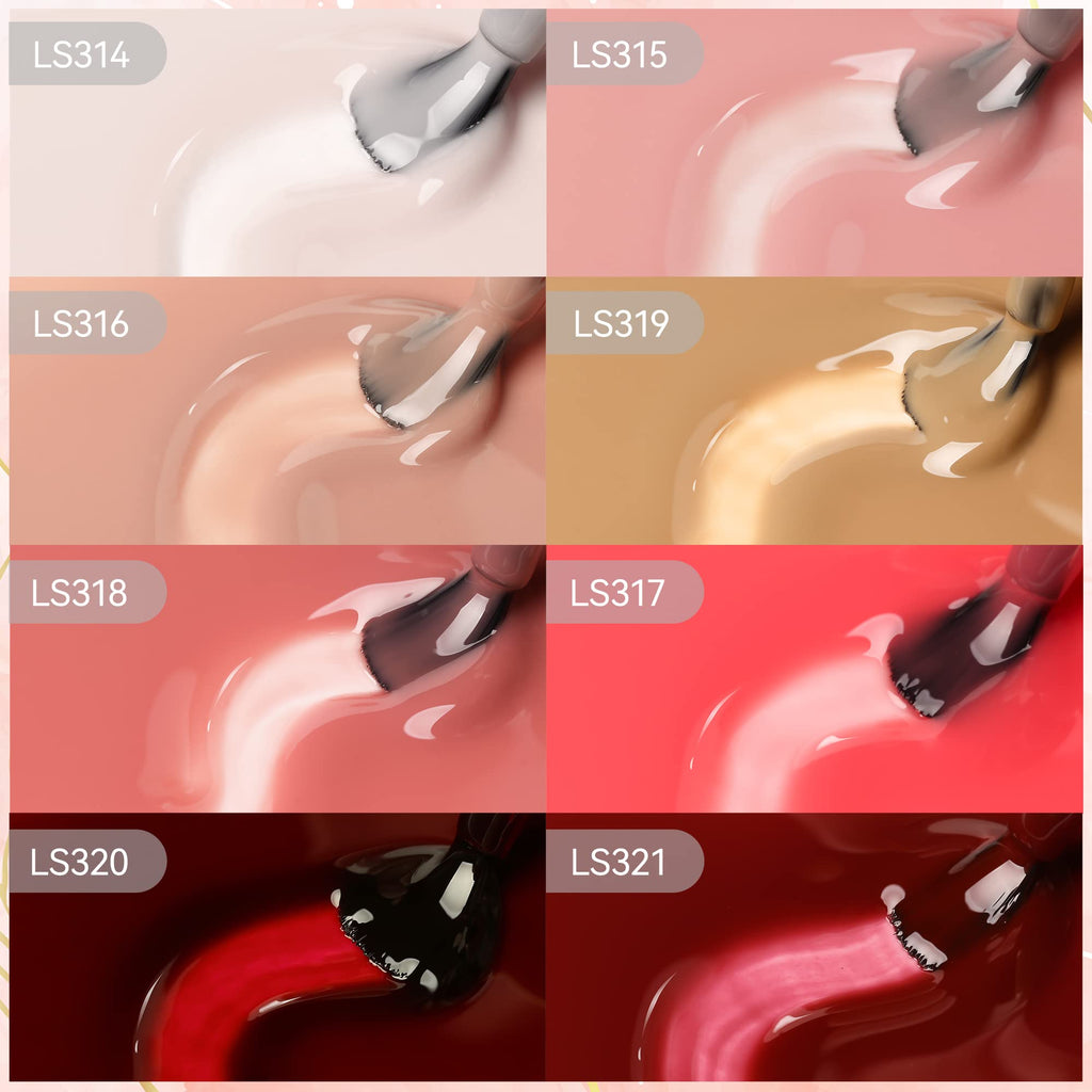 YTD Likomey Nude Gel Nail Polish Set,Fall Winter 8 Colors Translucent Neutral Jelly Sheer Rose Pink Brown Maroon Skin Tone Dark Cherry Red Manicure UV Color Nail Color Varnish Kit,7.5 ml