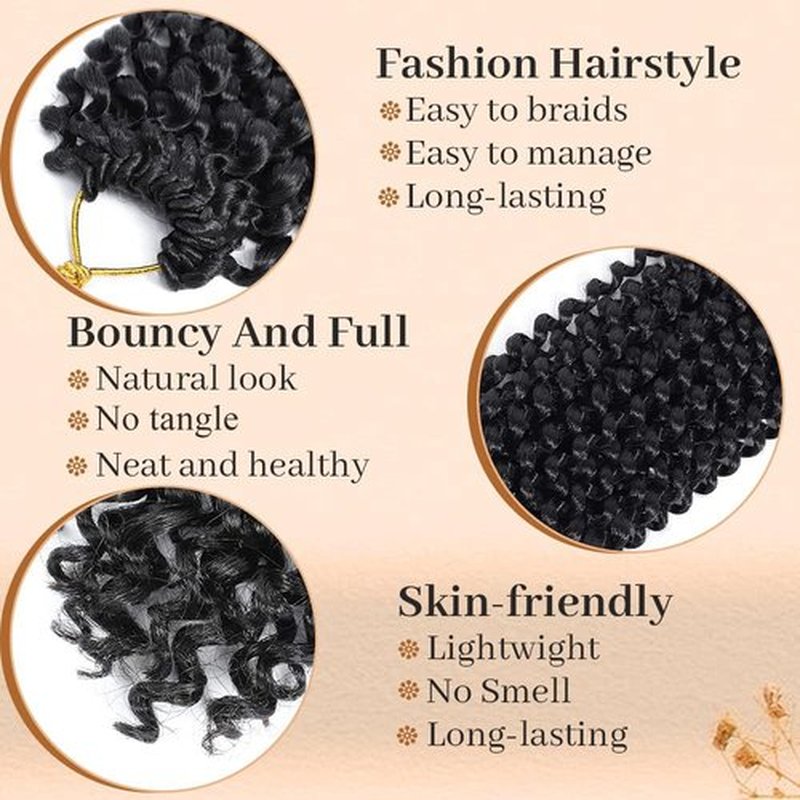 ShowCoco Passion Twist Hair 22 Inch Water Wave Crochet Hair for Black Women Long Bohemian Curly Passion Twist Braiding Hair for Butterfly Style Crochet Braids Spring Twists Hair Extensions(22inch,#1B)