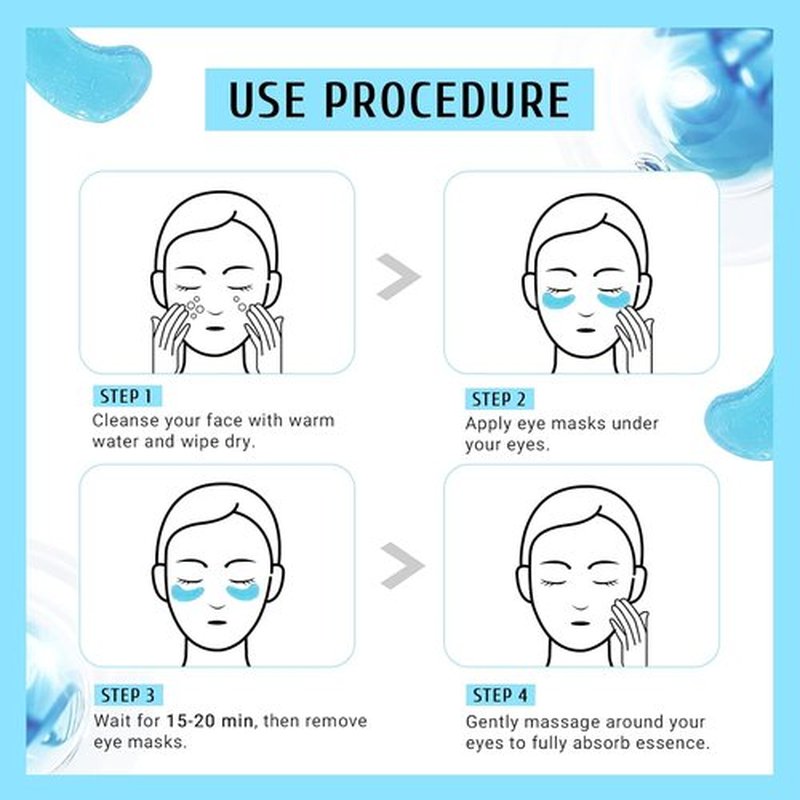 PEAUAMIE Under Eye Patches - Hyaluronic Acid Mask for Dark Circles & Puffiness | 30 Pairs