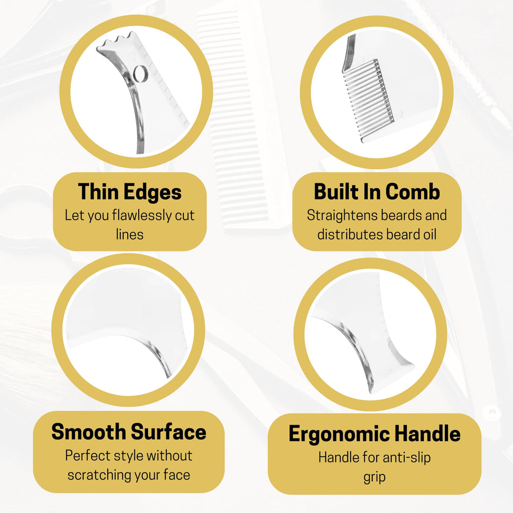 Beard Shaper for Men Beard Lineup Tool for Grooming Beard Guide Shaping Tool for Straight & Curve Cut Barber Tools Goatee Shaper Beard Template for Men to Style Facial Hair