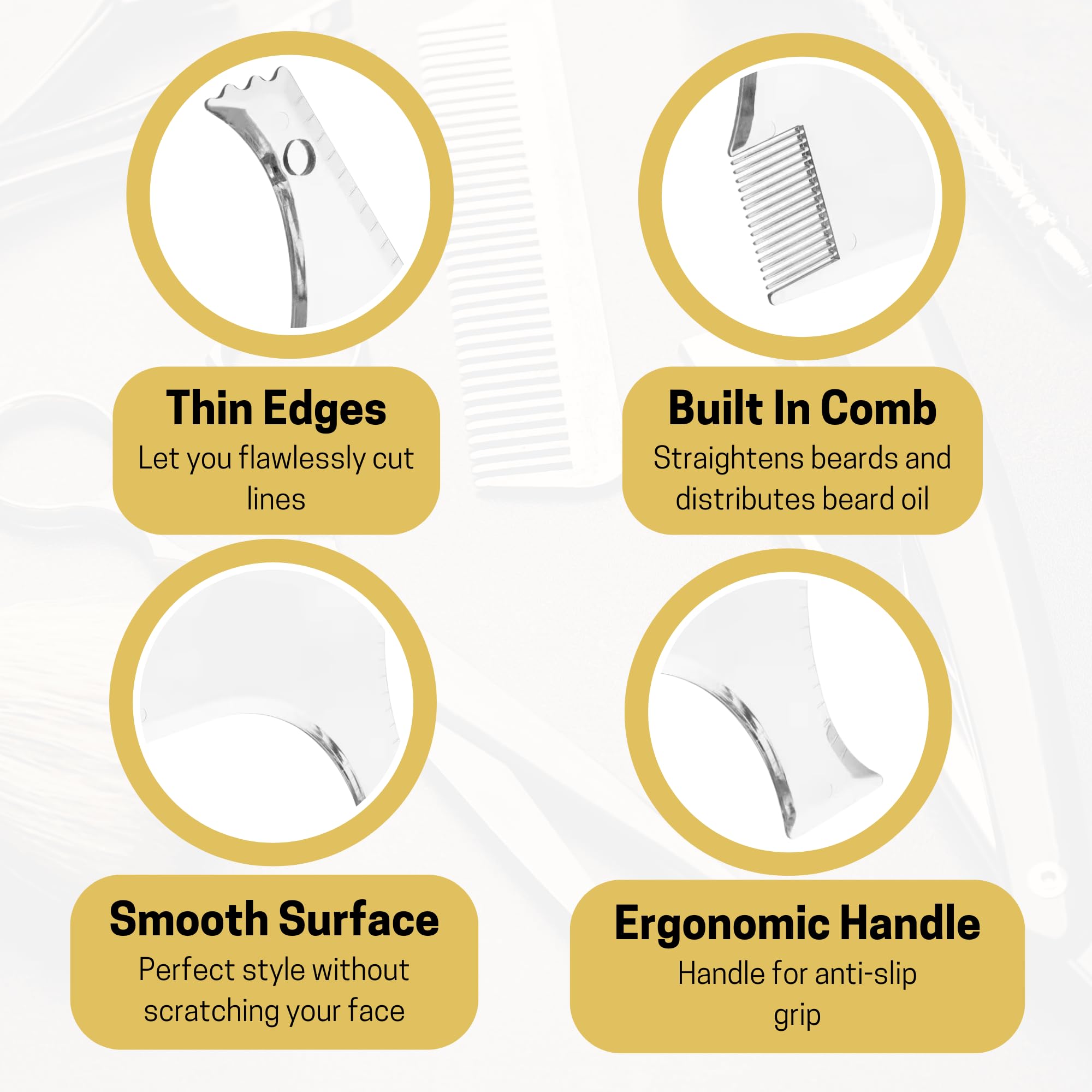 Beard Shaper for Men Beard Lineup Tool for Grooming Beard Guide Shaping Tool for Straight & Curve Cut Barber Tools Goatee Shaper Beard Template for Men to Style Facial Hair