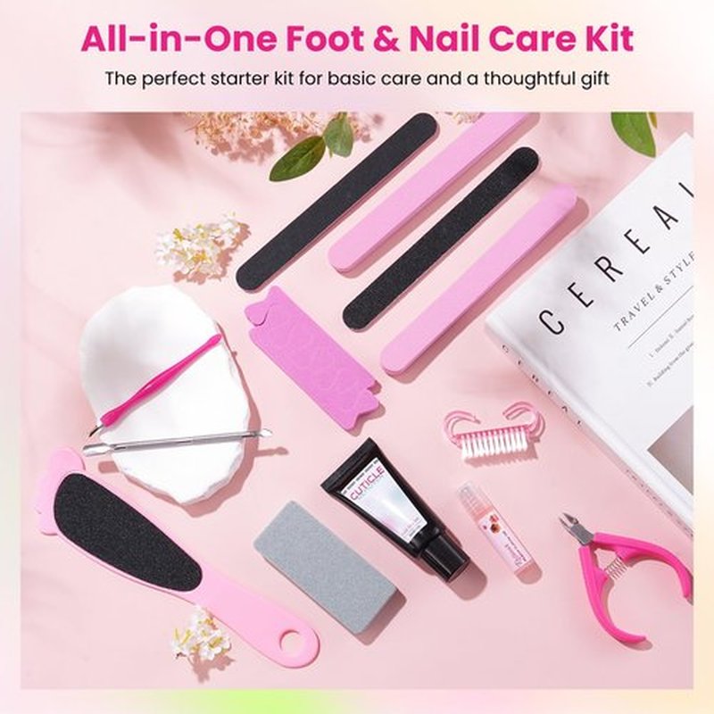 Cuticle Remover Kit: 13Pcs Manicure Pedicure Kit with Cuticle Remover Cream & Oil, Cuticle Trimmer, Cuticle Pusher, Foot File, Nail File and Buffer Set, Perfect for Women’s Home & Salon Nail Care Prep