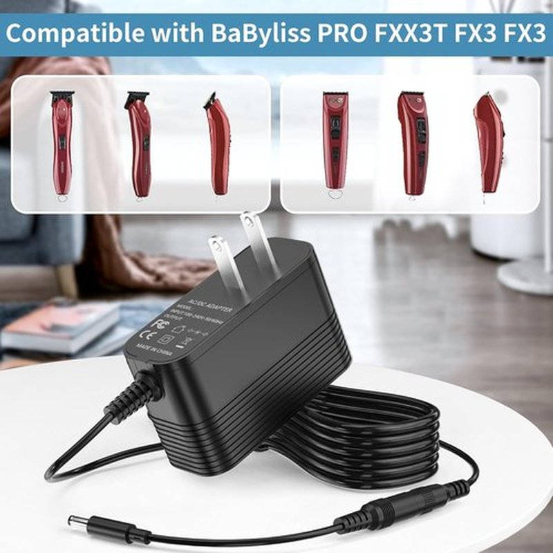BaByliss PRO FX3 Cordless Hair Trimmer Charger - 12V Adapter for FX3C & FX3T Models