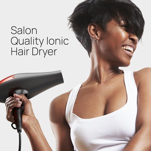 TREZORO Professional Hair Dryer - Ionic Ceramic Tourmaline Technology, 2000W Fast Drying, Black