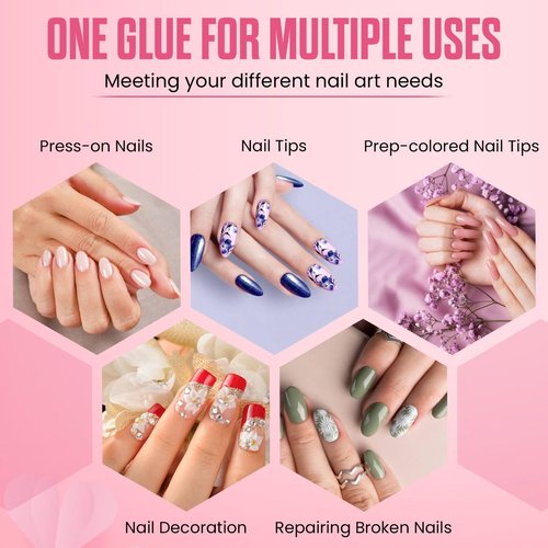 Strong Brush On Nail Glue for Press on Nails - Fast Drying, Long-Lasting, Waterproof, Ideal for Acrylic Tips and Fake Nails, (15ml) Reliable Adhesive Glue for Professional & Home Use