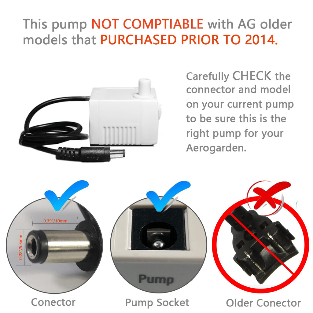 Aerogarden Replacement Pump Compatible with Harvest Bounty Farm Extra Ultra all models, Pump replacement model #200623, Included Extra 10 Pump Filters