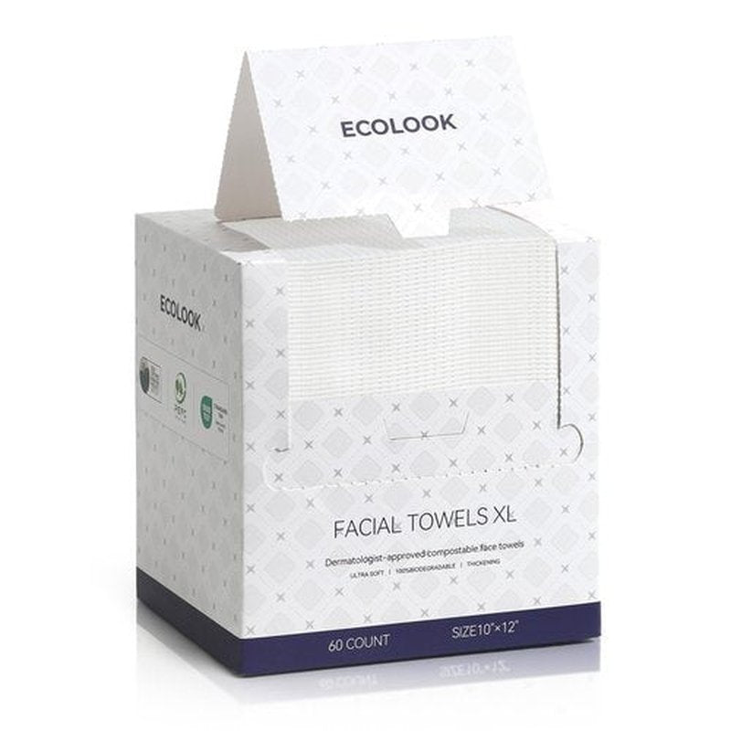 ECOLOOK Disposable Face Towel XL-60 Count Upgraded Thick Facial Towels, Ultra Soft Clean Face Towels Disposable, 10"x12" & 90 GSM, Ideal for Sensitive Skin-1 PACK