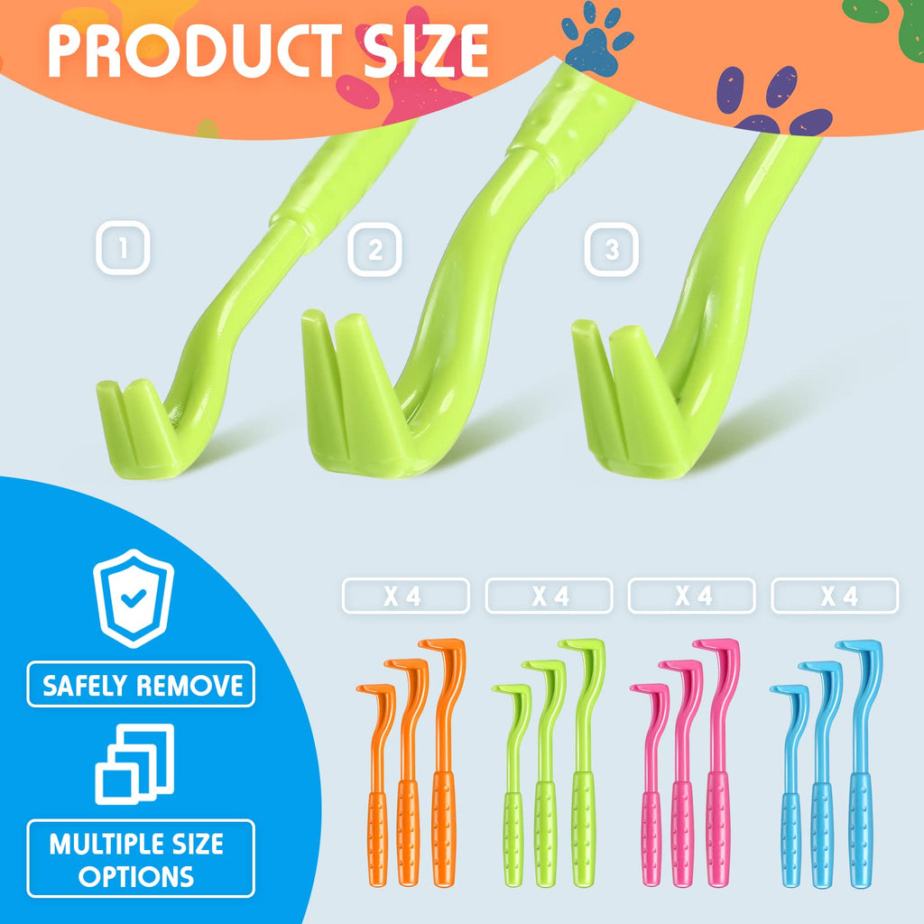 Kittmip 48 Pack Tick Removal Tool Tick Remover for Dogs, Cats and Humans Plastic Tick Puller Tick Grabber, 3 Sizes (Green, Rose Red, Orange, Blue)