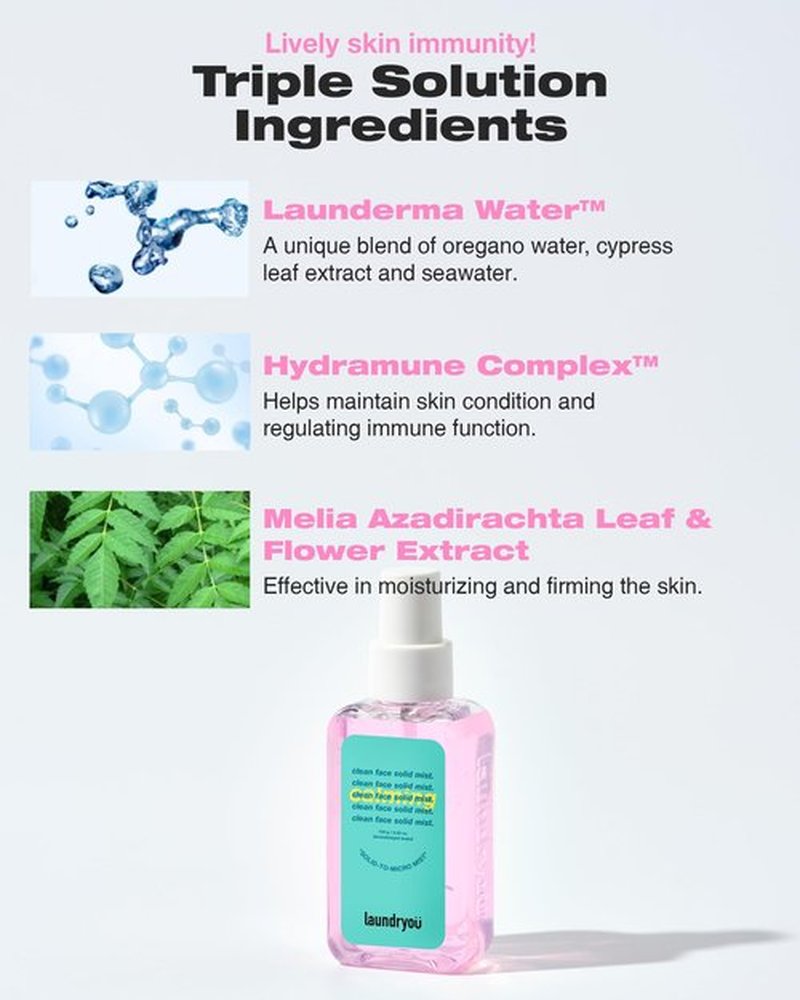 LAUNDRYOU Clean Face Solid Gel-To-Mist Hydrating Spray Serum for Redness Relief & Soothing Irritated Skin Lightweight Moisturizing Facial Mist for Sensitive Skin Korean Skin Care (3.38 fl oz)