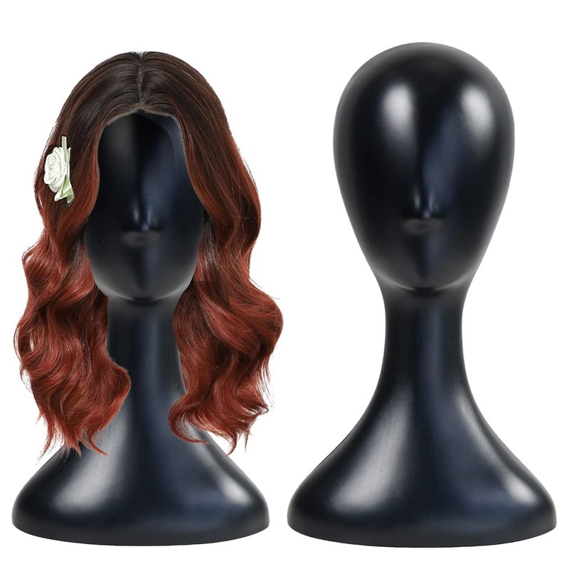 WiZiWi Mannequin Head 16 Inch Professional Plastic Black 1PC with Jack,Durability Multi-Purpose Women Model Wig Stand,Suitable For Displaying and Styling Wigs,Hats,Masks,Headdresses and Necklaces
