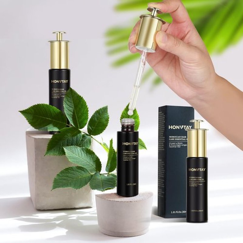 HonvTay Moroccan Hair Oil Has Multiple Benefits, It can Provide Various Hair Textures with Moisture, Strength, Repair and Other Care, Making the Hair Healthier and More Beautiful(1.01 fl oz) (BLACK)