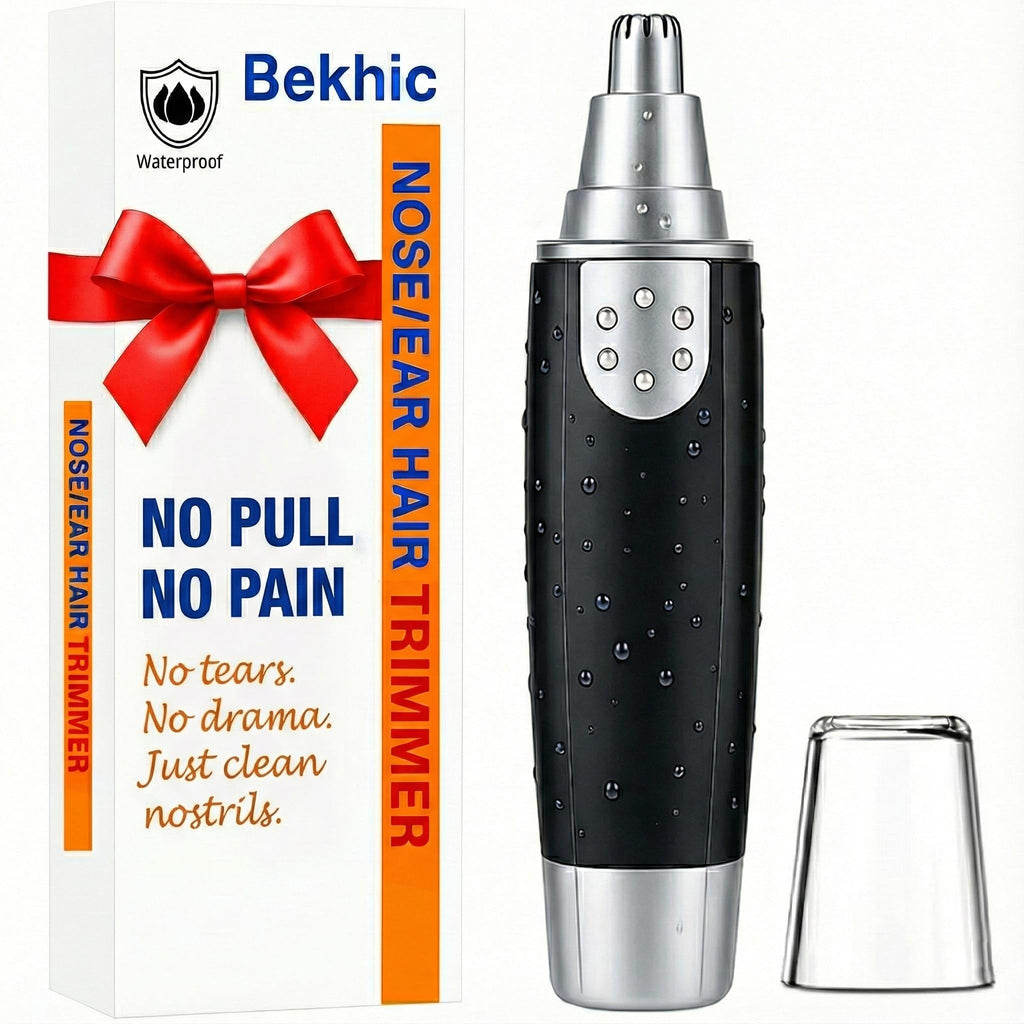 Bekhic Ear and Nose Hair Trimmer Clipper - 2025 Professional Painless Eyebrow & Facial Hair Trimmer for Men Women, Battery Operated Facial & Eyebrow Hair Remover, Dual-Edge Blades, Painless Grooming