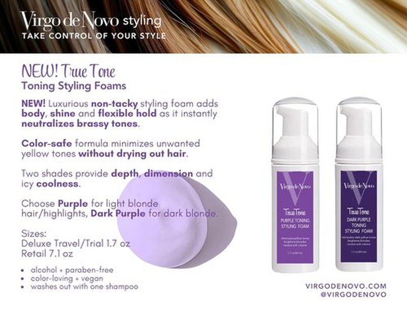 True Tone Dark Purple Toning Foam - Brightens Blondes & Eliminates Brassy Tones - 1.7 oz