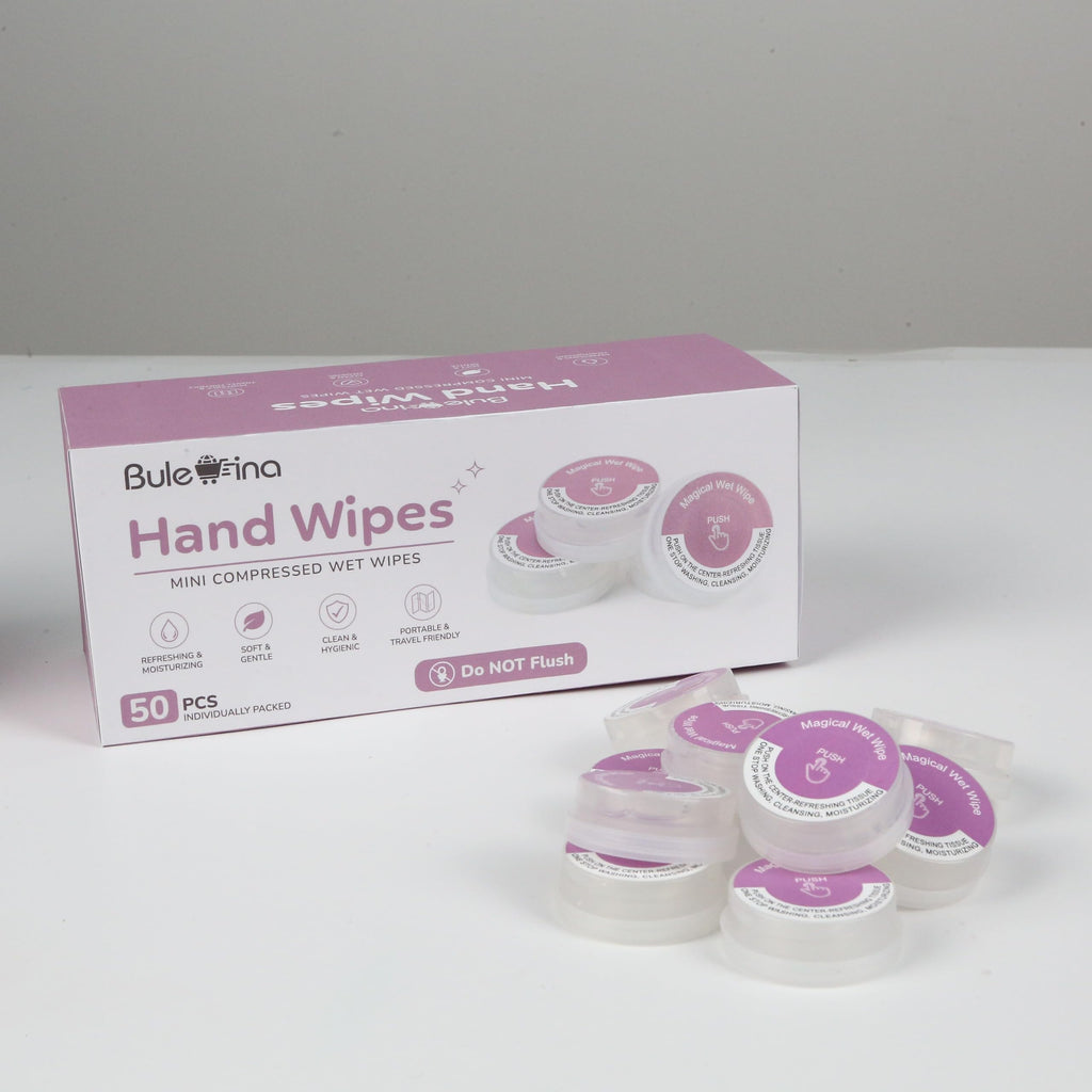 50 Pack Lavender Scented Hand Wipes, Individually Wrapped Wet Mini Towelettes, Alcohol-Free Moisturizing Cleaning Wipes for Travel, Gym & Outdoor Activities