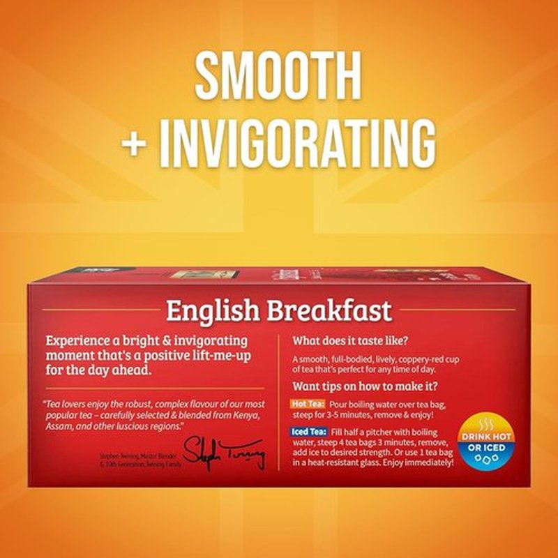 Twinings English Breakfast Black Tea - Smooth & Flavorful Caffeinated Teabags | 100 Individually Wrapped Bags
