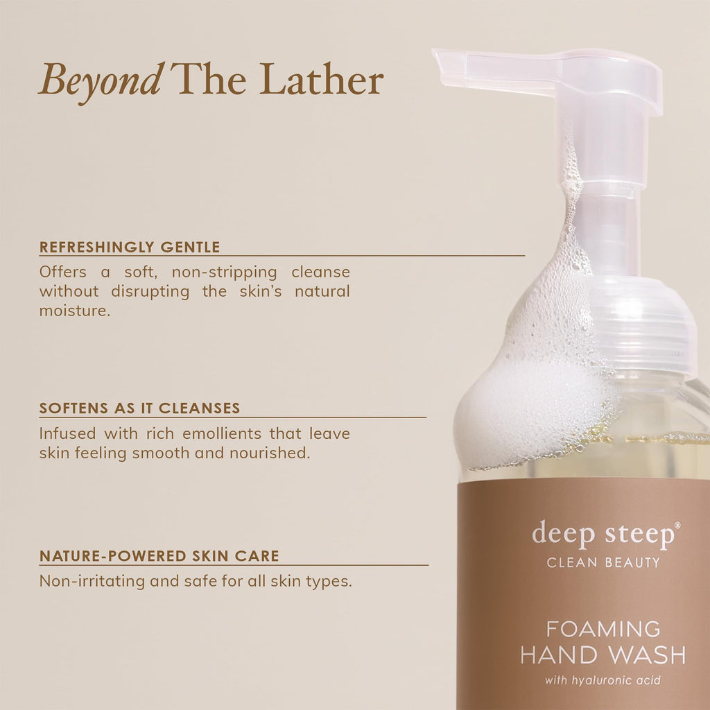 Deep Steep Foaming Hand Wash, Vanilla Coconut, 8 oz – Gentle Cleanser with Aloe, Argan Oil, Shea Butter & Hyaluronic Acid – Vegan, Clean Beauty, Soft & Hydrated Hands