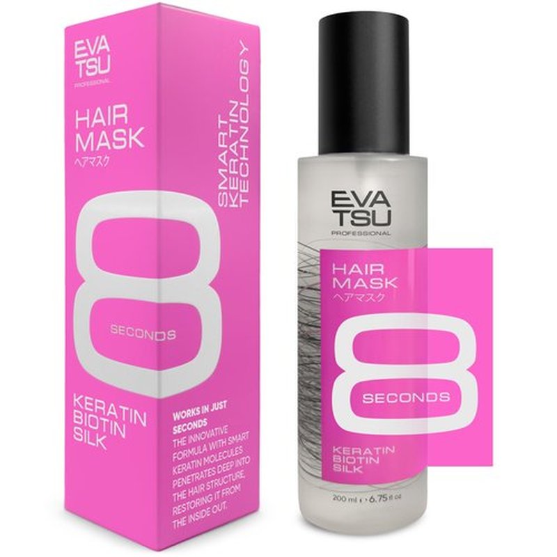 EVATSU 8-Second Hydrating Hair Mask Spray - Rinse-Out Deep Keratin Treatment for Dry, Damaged, Frizzy, & Color-Treated Hair – Anti-Frizz Detangler for Silky, Glossy, Smooth Results, 6.75 oz.