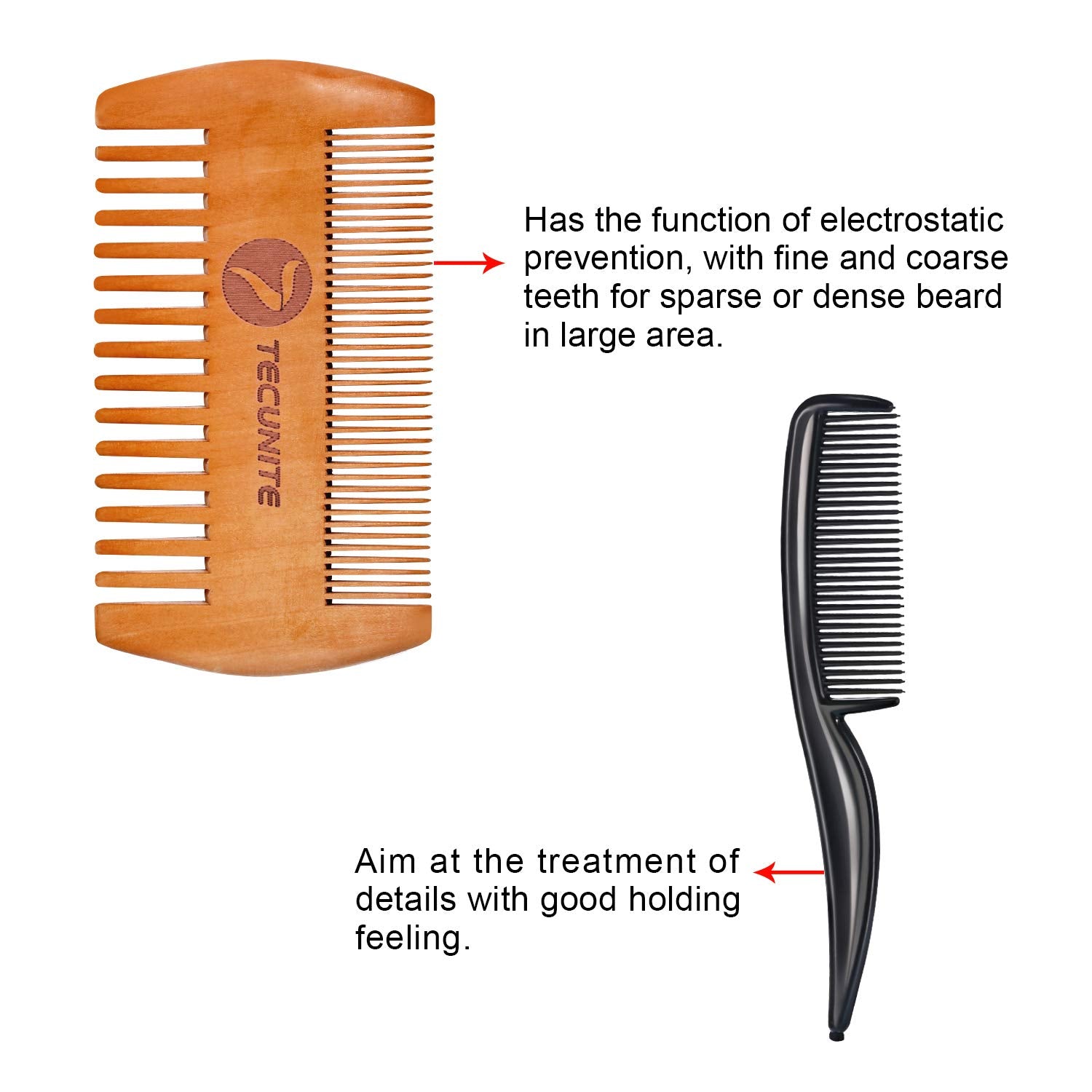 TecUnite 4 Pieces Mustache Scissors Grooming Kit for Men, Beard Trimmer Set, 2 Small Combs and 2 Scissors Beard Trimming Kit with Storage Bag Box