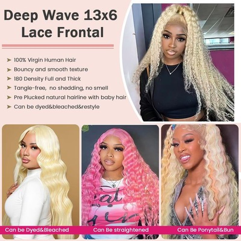 Belaved 28 Inch Deep Wave Wigs Human Hair 613 Blonde Lace Front 13x6 HD Transparent Curly 100% Real Human Hair 180% Density Pre Plucked No Synthetic Blend No Tangle No Shedding Triple Lifespan