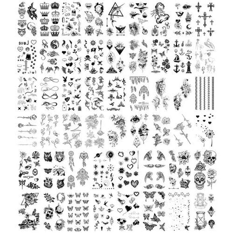 Temporary Fake Small Tattoos Sticker Adult Women Men Kids, Rose Butterfly Waterproof Realistic Neck Hand Finger Temporary Tattoos (52 Sheets-410+ Styles)