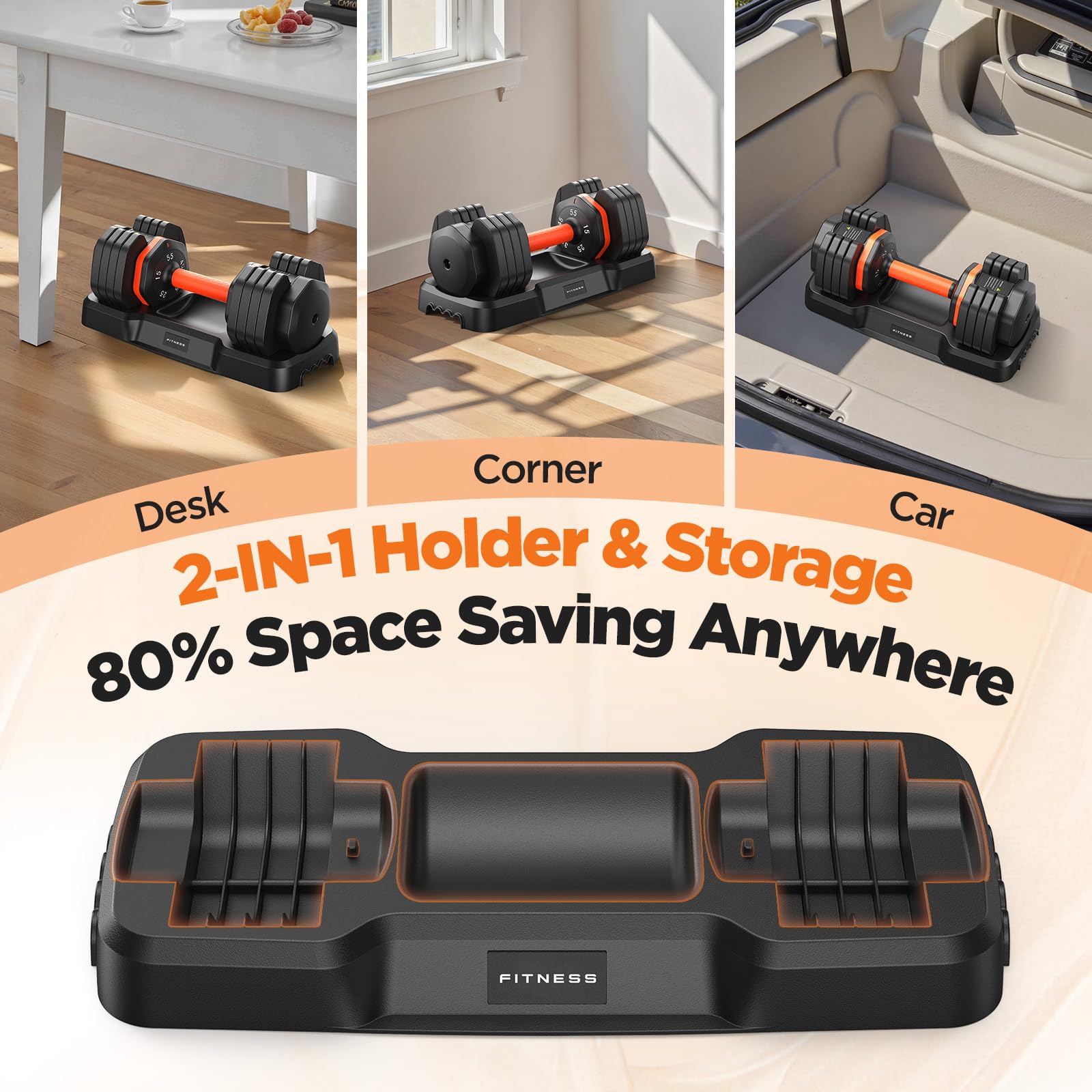 2026 FDB2 Updated Adjustable Dumbbell Set of 2, 5-in-1 Weights Dumbbell Set with Storage Box, 55lbs Adjustable Weights with Anti-slip Silicone Grip, Weight Set For Home Gym Suit both Men and Women