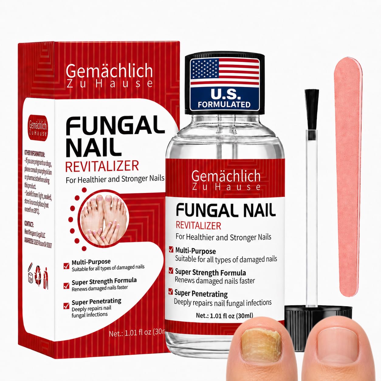 Toenail Fungus Treatment Extra Strength, Nail Fungus Treatment with Undecylenic Acid for Toenail & Fingernails, Antifungal Nail Repair for Athletes Foot, Ingrown, Thick, Broken, Damaged Nail, 30ml