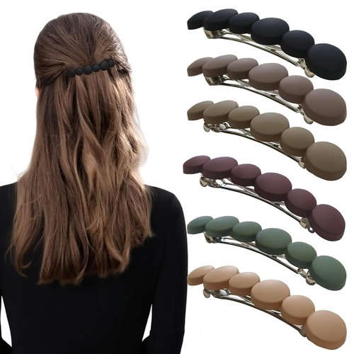 Markuii French Hair Barrettes for Women No Slip Not Easy to Break Half Up Medium to Small Hair Barrette Clips for Thin, Short or Fine Hair, 6 Pack
