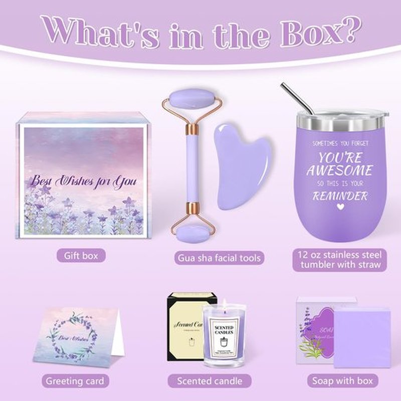 Gifts for Women, Spa Self Care Get Well Soon Gifts with Gua Sha Facial Tools, Thank You Gift for Wife, Coworkers, Friends, Gift Basket for Birthday Anniversary, Mother's Day, Thanksgiving, Christmas