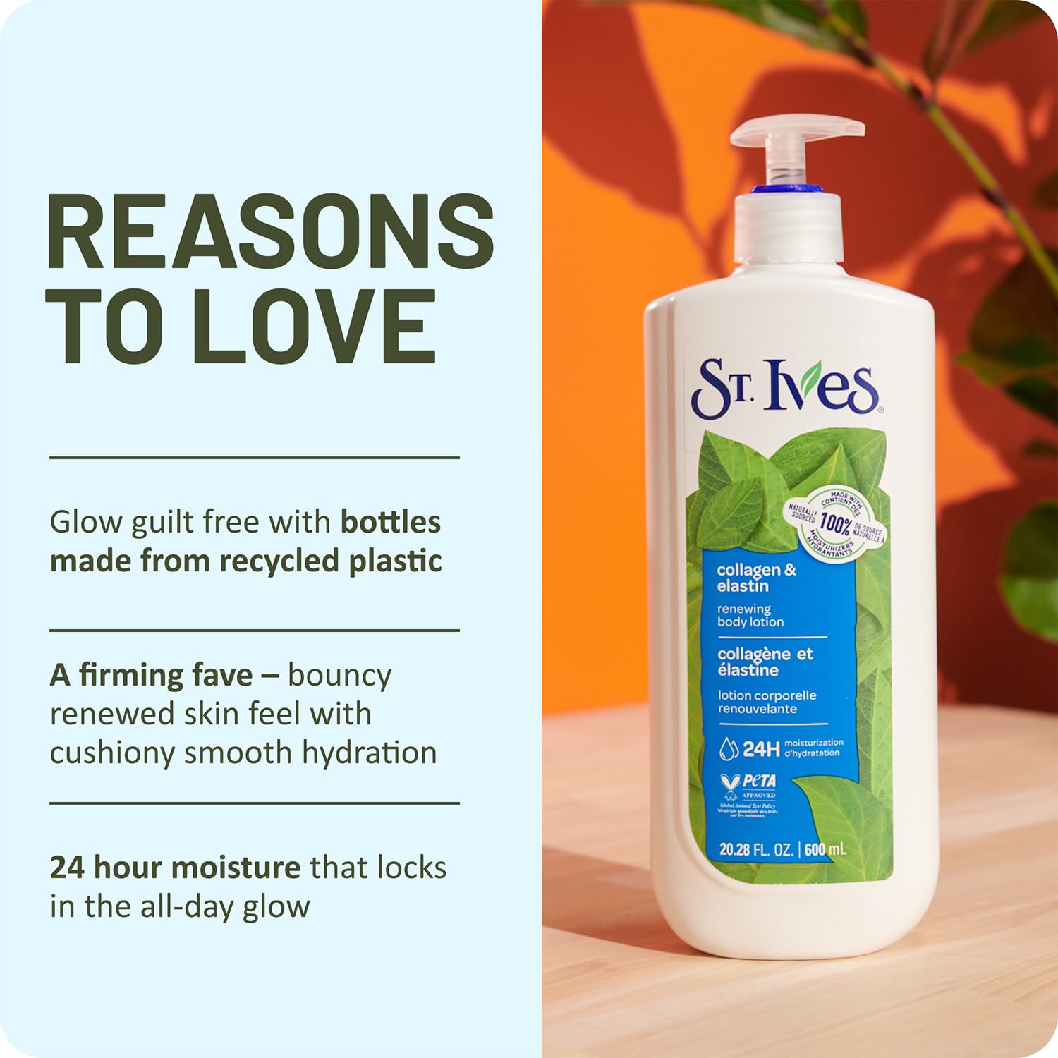 St. Ives Body Lotion, Renewing Collagen & Elastin Anti-Aging Skin Moisturizer, 24H Hydration, Cruelty-Free Skin Care, 20.28 Oz