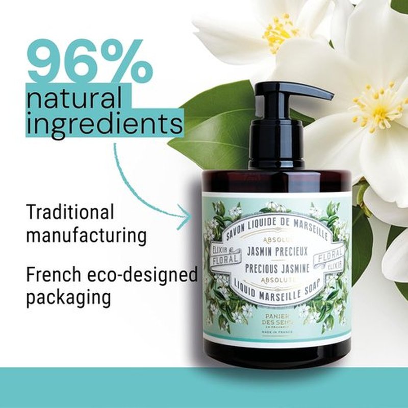Panier des Sens - Precious Jasmine Hand Soap - Moisturizing & Refillable - 16.9 Fl Oz - 96% Natural Ingredients