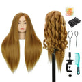 Mannequin Head Human Hair With 70% Real Human Hair Mannequin Head Human Hair 22inch Hairdresser Practice Training Head Cosmetology Manikin Doll Head (make-uped#27 Blond)