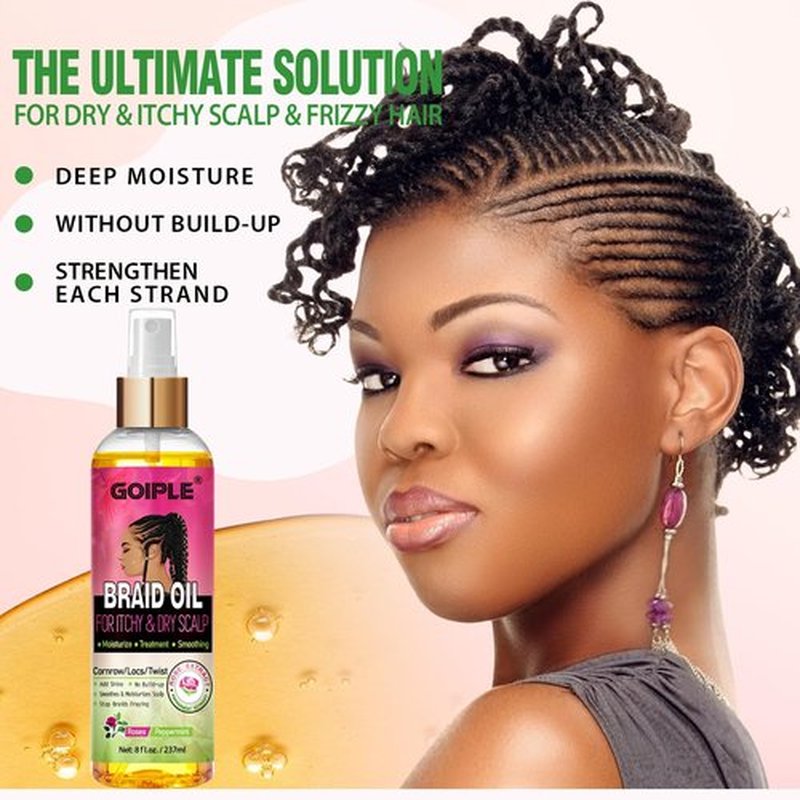 Braid Oil for Soothes Moisturizes Dry & Itchy Scalp- Braid Care for Dandruff and Thinning Edges- Braiding Scalp Oil for Locs & Twists Enhances Shine and Reduces Frizz Refreshes Dry Hair 8 fl oz