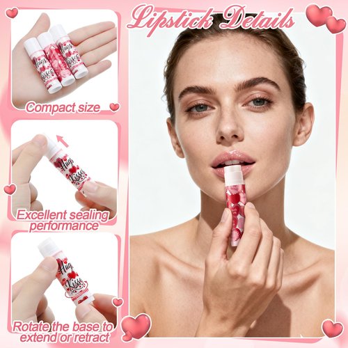 Demissle 36 Sets Valentine's Day Party Favor Gifts Galentine's Hand Cream Lip Balm Bulk Set Red Candy Heart Moisturizing Hand Lotion Exchange Basket Stuffer Bingo Gifts for Women Teacher Coworker