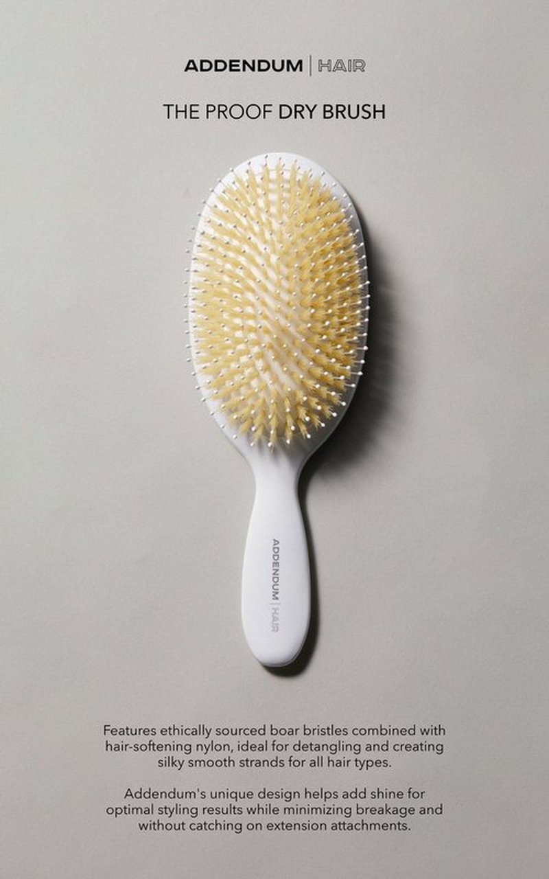 Luxury Hair Brush for Dry Hair – Boar Bristle & Soft Ballpoint Tip | Detangler Brush for Shine, Texture & Frizz Control – Addendum Hair Professional Salon Tool (White)
