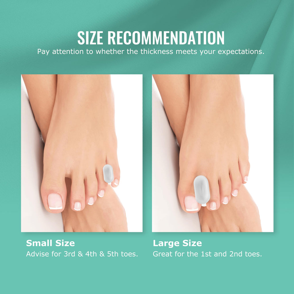 Welnove Upgraded Gel Toe Separators – 8-Pack Aloe Vera Extract Infused Silicone Toe Spacers for Straightening Overlapping Toes, Calluses – Bunion Corrector for Men and Women (Large, Clear)