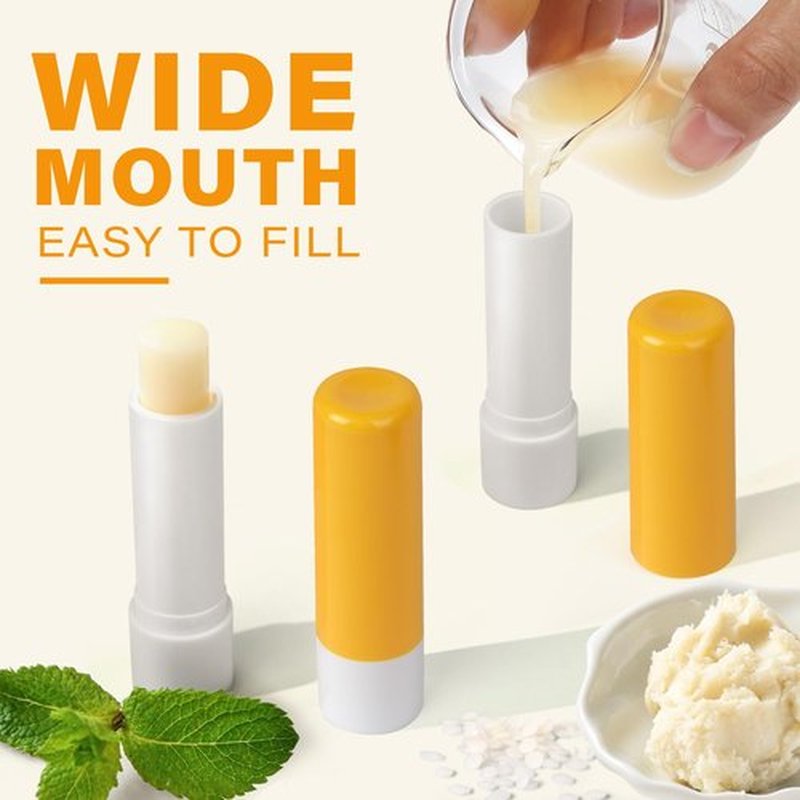 LotFancy Lip Balm Tubes Empty, 28Pcs 4.5ml, BPA Free & Leak Free, Durable Lip Balm Container Tubes with Yellow Caps, Refillable & Reusable