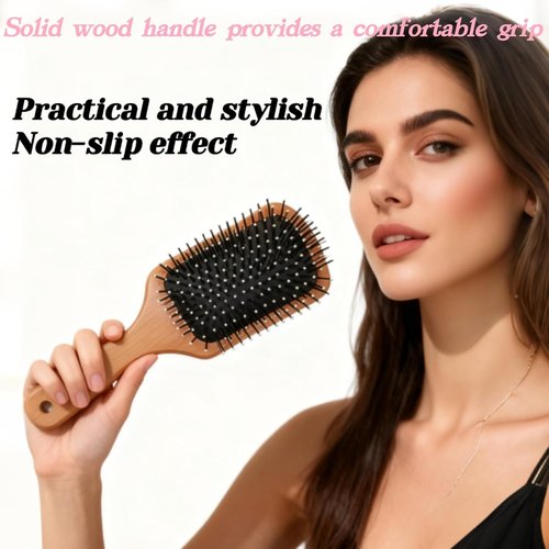 Skiennix Hair Brush - Detangling Paddle Brush for Thick or Curly Hair | Wet & Dry Styling Tool