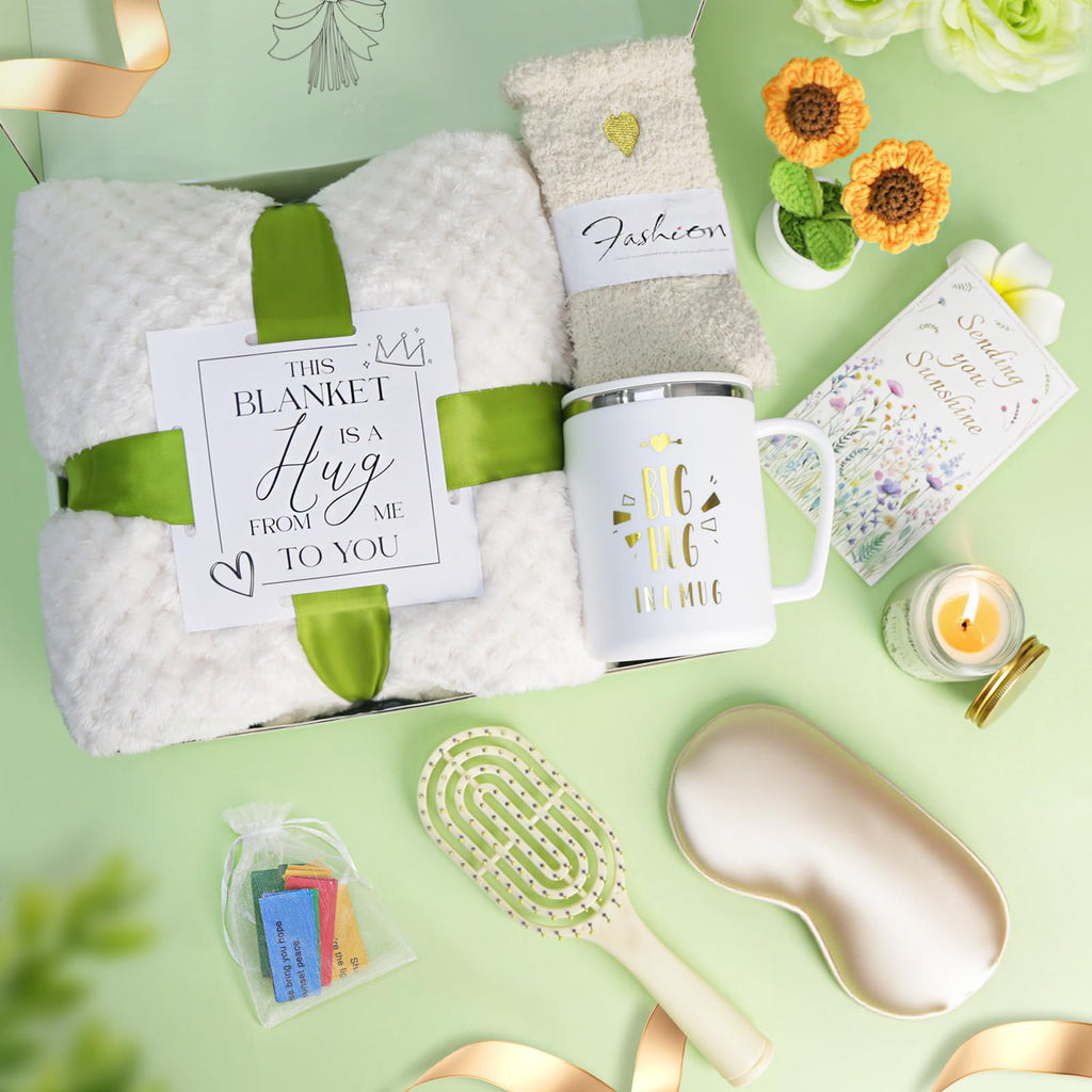 11 PCS Birthday Gifts for Women, Get Well Soon Gifts Baskets for Women Self Care Gifts, Spa Care Package After Surgery Thinking of You Sympathy Gift,Gift for Sick Friends Mom w/Blanket