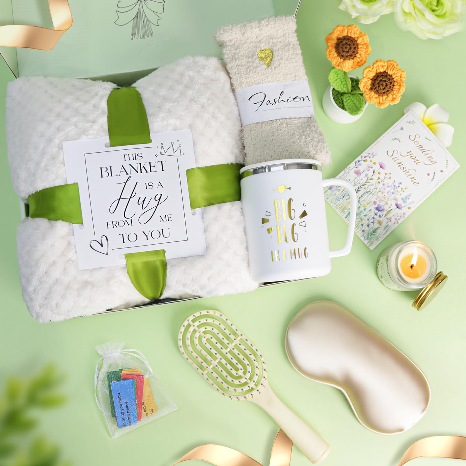 11 PCS Birthday Gifts for Women, Get Well Soon Gifts Baskets for Women Self Care Gifts, Spa Care Package After Surgery Thinking of You Sympathy Gift,Gift for Sick Friends Mom w/Blanket