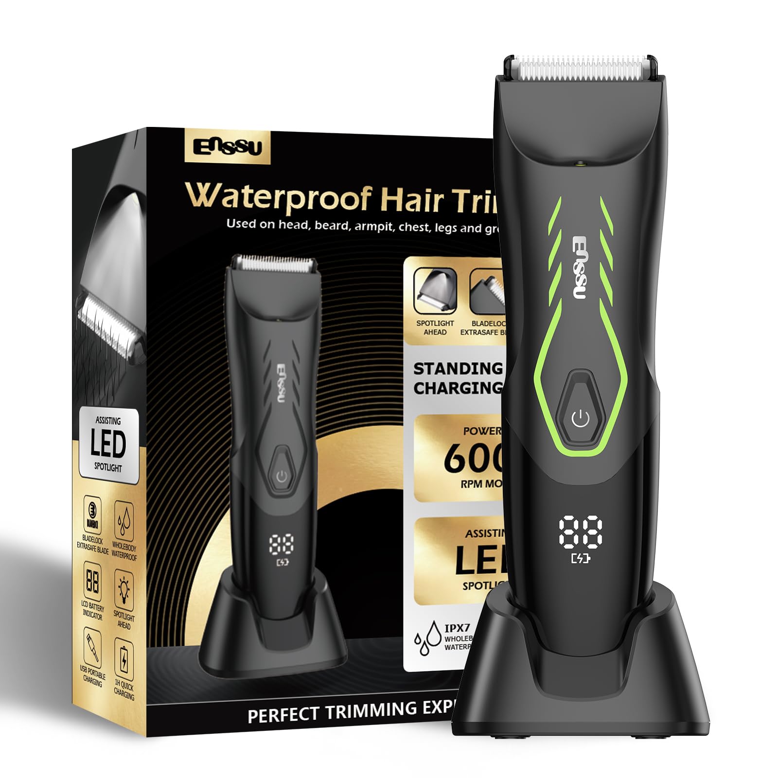Manscape Body Hair Trimmer for Men w/Light Pubic Hair Trimmer Safe Blade